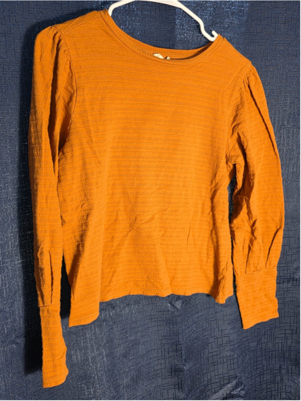 Women's ana Long Sleeve Textured Tee, Size M, Orange autumn fall cozy